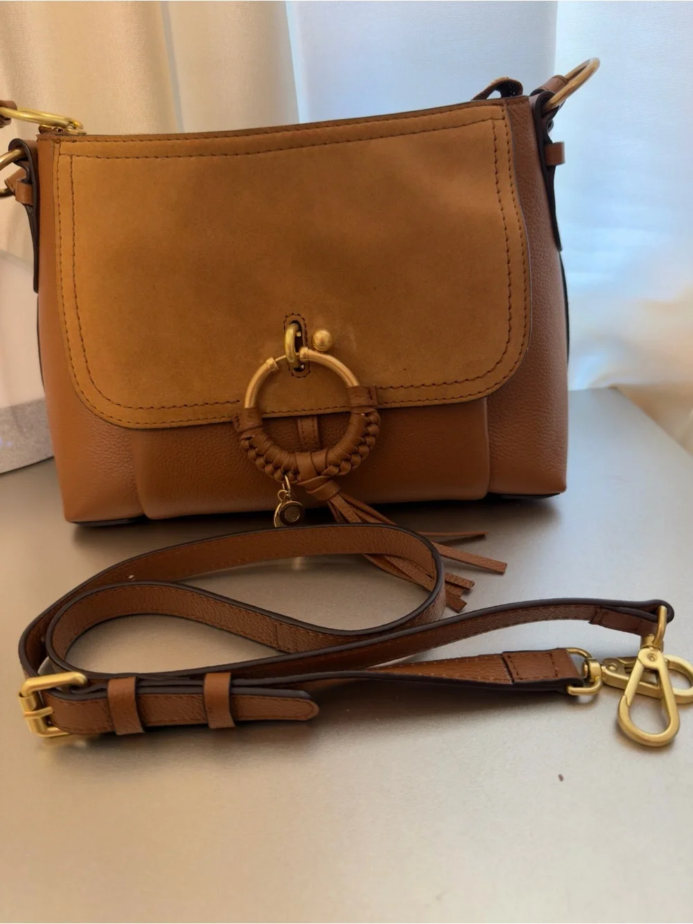 See by Chloe Brown Leather Crossbody Bag with Ring Tassel - Picture 10 of 11